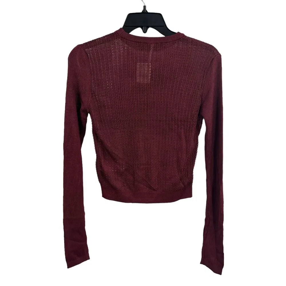 Free People Semi Sheer H2O‎ Sweater Garnet Red XS New